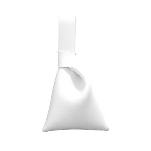 A triangular-shaped pouch with a looped strap at the top, hanging vertically.